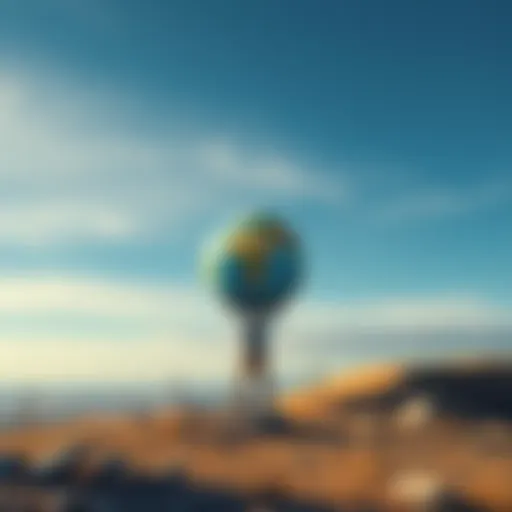 Flat Earth Debate A person standing on a flat landscape holding a globe, symbolizing the discussion about the Earth's shape.