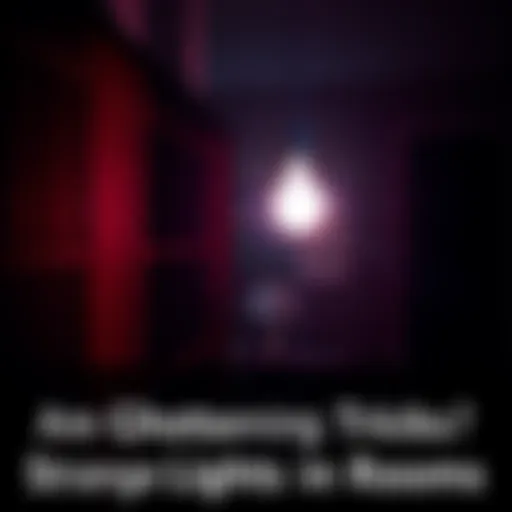 A dark room with a flickering light bulb creating an eerie atmosphere, suggesting paranormal activity