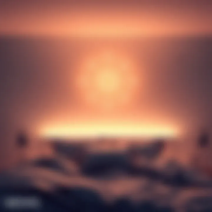 A mystical sigil glowing softly as it hovers above a bed, with a faint aura surrounding it.