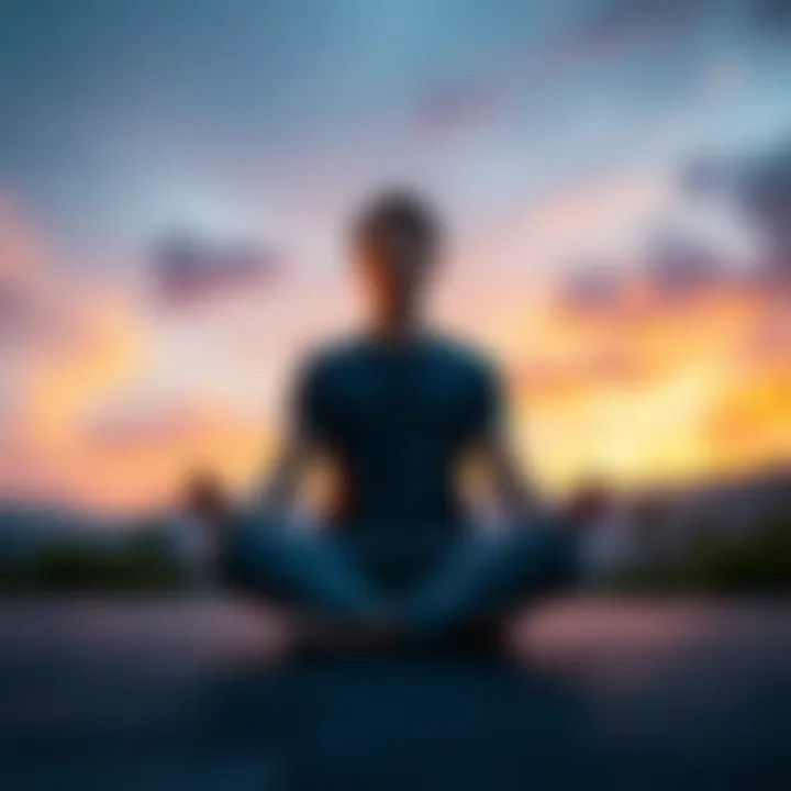 A person sits cross-legged in a peaceful setting, practicing meditation and reflecting on personal growth and peace.