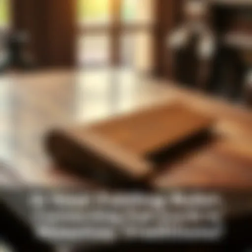 A close-up of a wooden folding ruler resting on an antique table, suggesting its historical significance and potential connections to Masonic traditions.