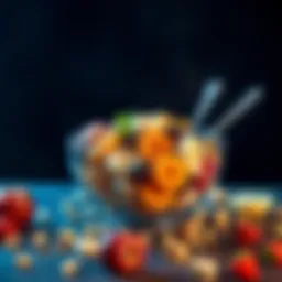 A bowl filled with colorful food items and clues around it, inviting people to guess the contents based on sensory hints.