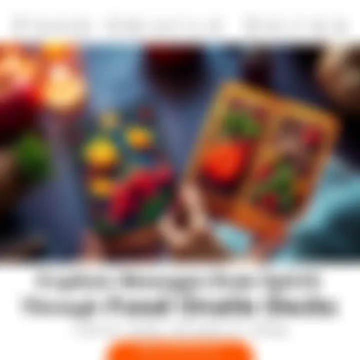 Two colorful oracle decks featuring fruits, vegetables, and herbs, with a person selecting cards for guidance.