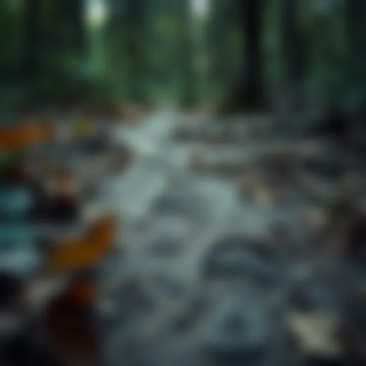 A close-up of mysterious footprints in a forest, surrounded by leaves and twigs, suggesting a possible cryptid sighting.
