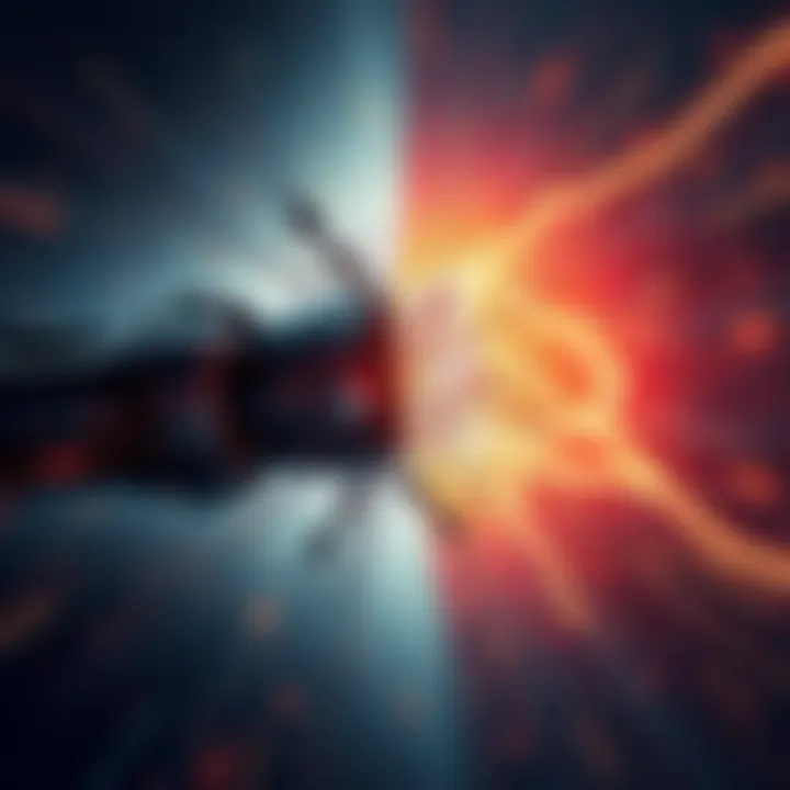 An unstoppable force meets an immovable object, creating a powerful impact in a dramatic explosion of energy and light.