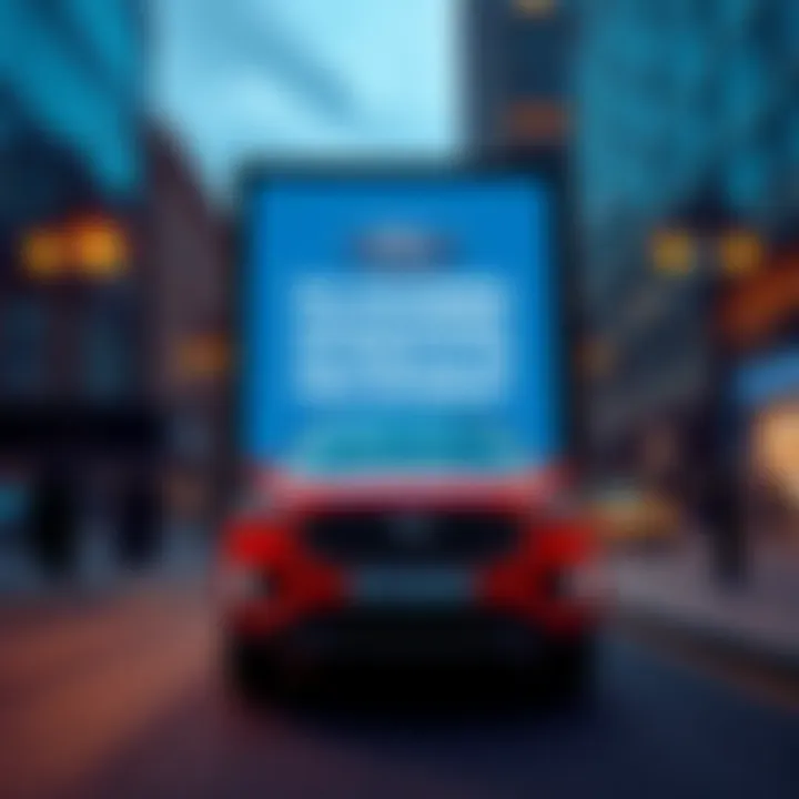 A bold Ford advertisement displayed on a city street in the UK, featuring a direct message aimed at the government.