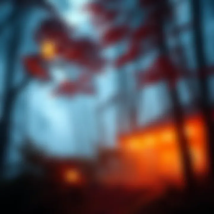 A serene forest scene with mist, evoking the rich aroma of incense.