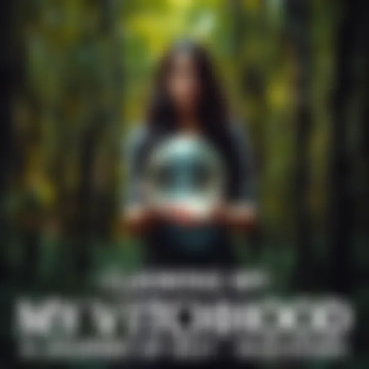 A person with long dark hair holding a crystal ball in a forest, symbolizing their journey of self-discovery as a witch.