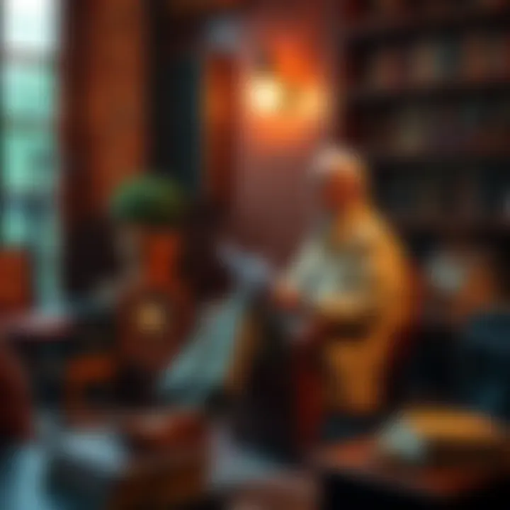 Forest Gump character sitting in a cozy setting, talking about gravitational math and quantum mechanics, with books and audio equipment around