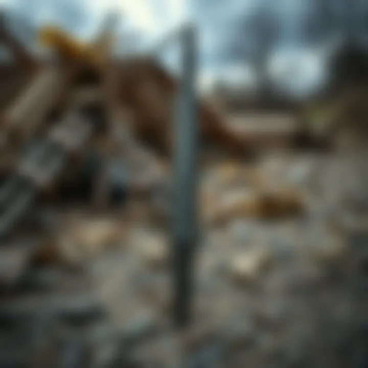 A 14-inch by 14-inch by 10-foot hand-hewn forged metal spike resting on the ground near the Mississippi River.