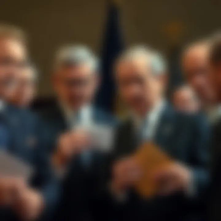 Former presidents at George Bush Sr.'s funeral Former U.S. presidents receiving envelopes during the funeral of George Bush Sr., with curious expressions on their faces.
