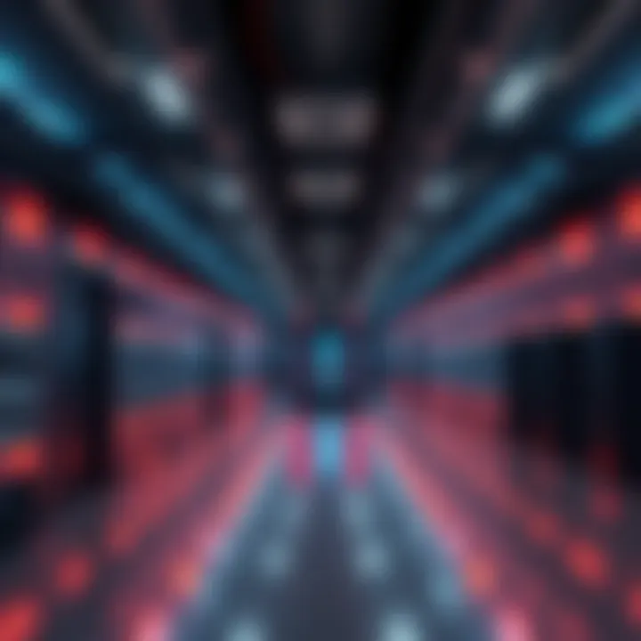 A high-security AI data center designed as a bunker for elites, featuring thick walls and surveillance systems.