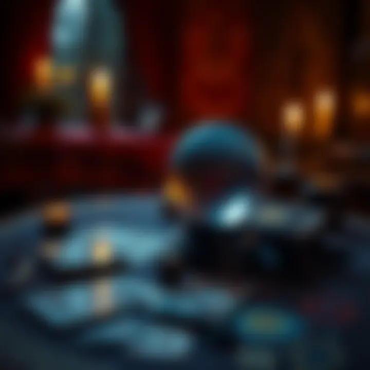 A table with tarot cards laid out alongside a crystal ball, symbolizing beginner readings.