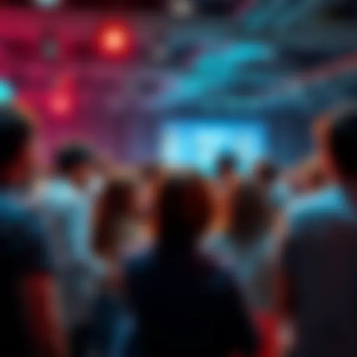 A group of people discussing strategies in a forum setting, showing engagement and exchange of ideas.