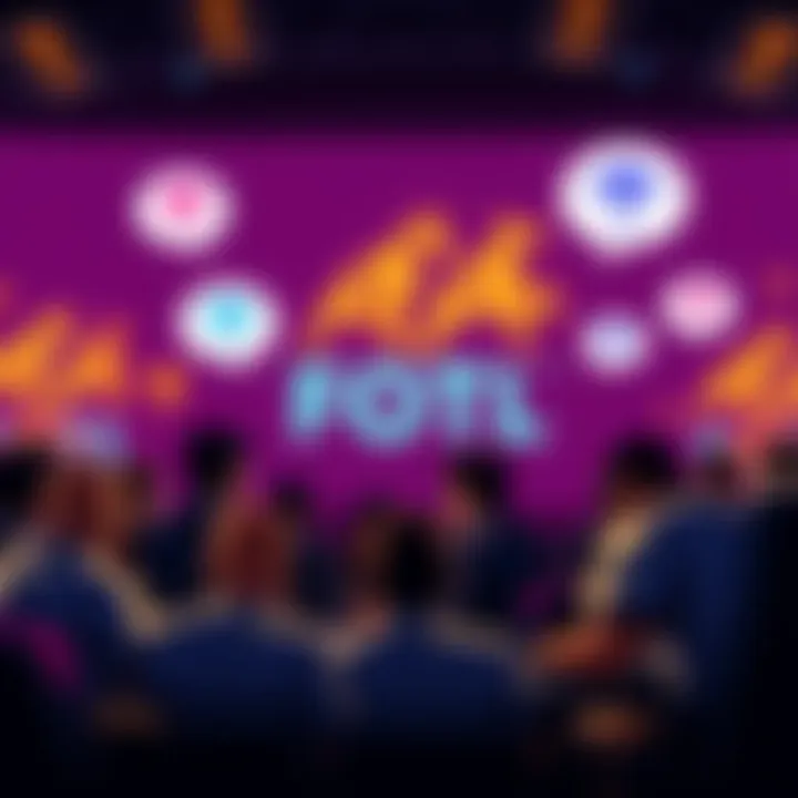 A group of people on a forum discussing the FOTL Cornucopia logo, with images of the logo in the background and speech bubbles representing debate.