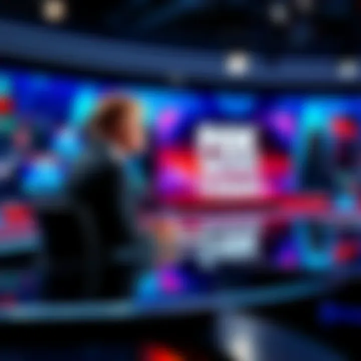 A news anchor discussing current events on Fox News with graphics in the background