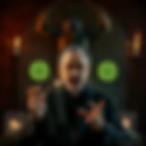 Fr. José Antonio Fortea speaking in front of a dark, eerie background, with symbols related to demonic studies around him.
