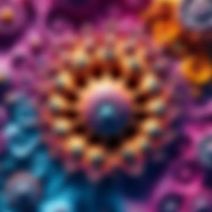 Colorful fractal patterns showcasing intricate designs and shapes, blending art and science.