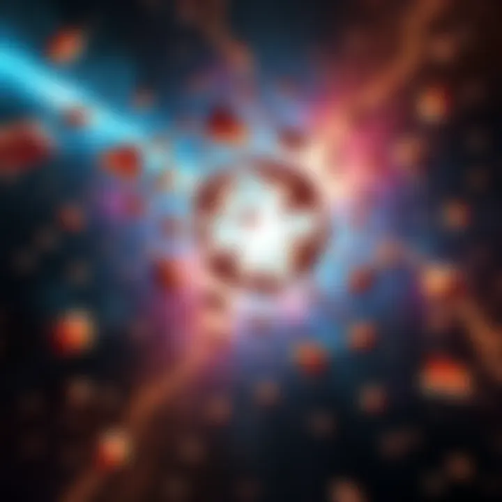 A visual representation of fragmented pieces floating and connecting in a vast space, symbolizing individual identities and a larger unified consciousness.