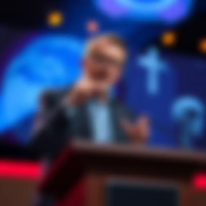 Frank Turek speaking at a podium about Christianity and the potential discovery of intelligent aliens