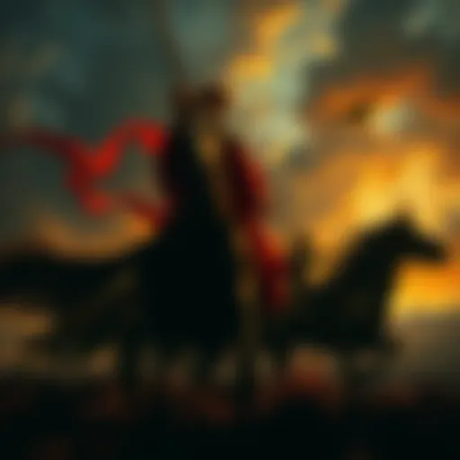 The Wild Chase painting showing a German god leading a wild hunt, with dark skies and intense expressions, symbolizing power and chaos.