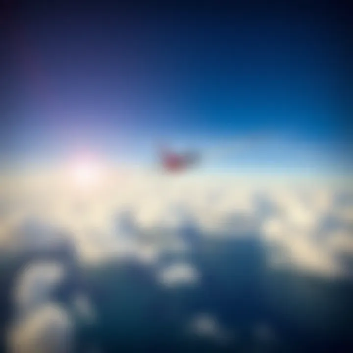 A light aircraft flying over the Bass Strait with clouds and water below, representing Fred Valentich's last flight.
