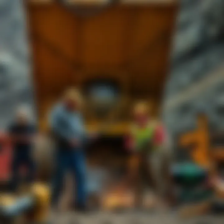 Freddy and Juan at the BC Mine Freddy and Juan work on a large hopper build at a BC mine with tools and equipment around them