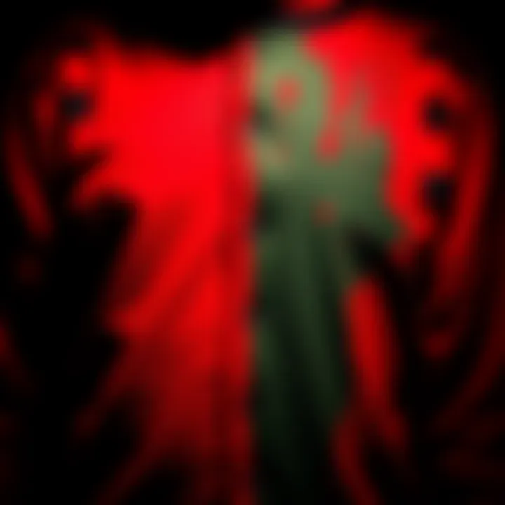 A close-up of Freddy Krueger's shirt showing the debate over its colors, featuring red and black stripes on one side and dark green and red on the other.