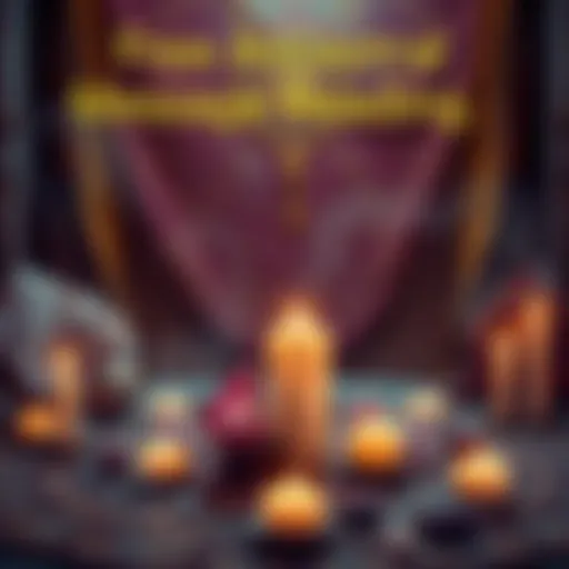 A serene setting with candles and crystals, inviting people to connect with their ancestors and receive guidance through a reading.