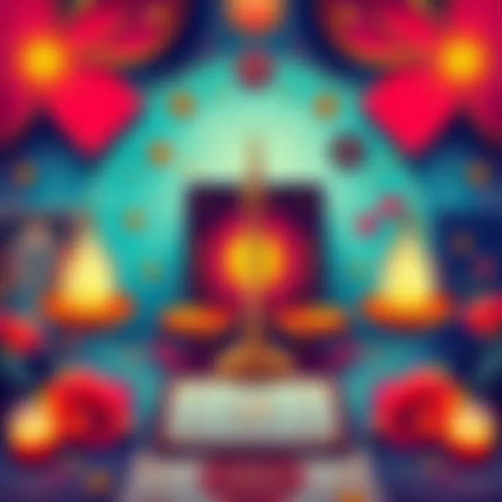 A vibrant astrology-themed illustration featuring tarot cards, zodiac symbols, and a balance scale, celebrating Libra Season with a focus on love and relationships.