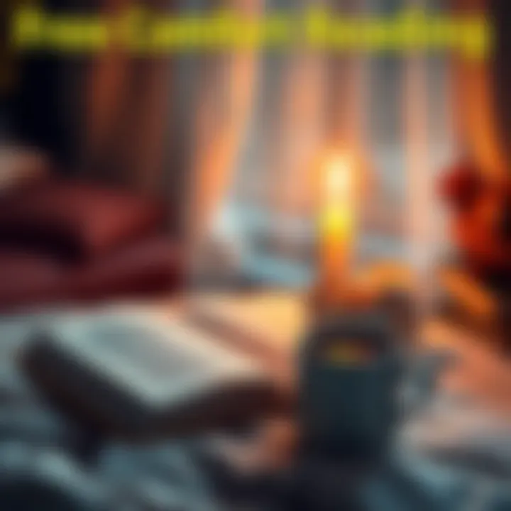 A cozy scene with a book, candle, and a mug of tea, symbolizing comfort readings.