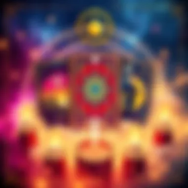 Free Lenormand Reading Promotion A colorful depiction of three tarot cards representing Lenormand readings, surrounded by symbols of love and career