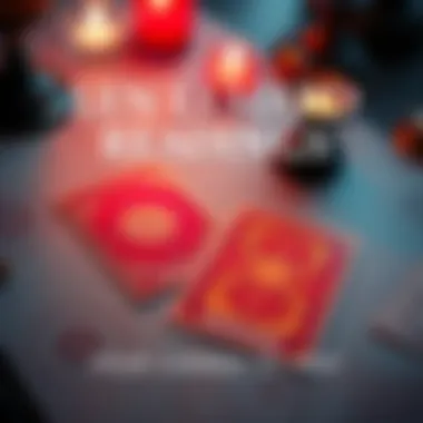 Two tarot cards laid out on a table with text invitation for free Lenormand readings
