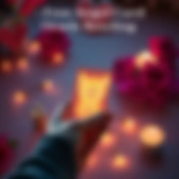 A person holding an angel card with love themes, symbolizing a one-card oracle reading, surrounded by soft lighting and decorative elements.