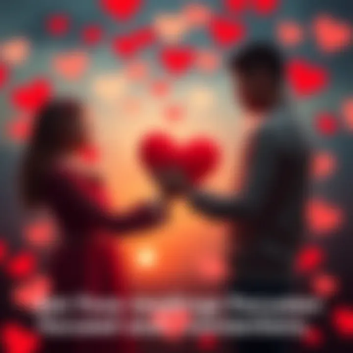 A warm and inviting scene with a couple holding hands, surrounded by hearts, representing love readings focused on connections.