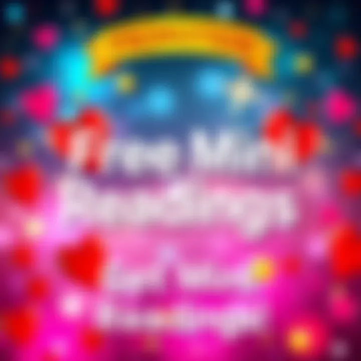 Free Mini Readings Promotion A colorful graphic promoting free mini readings in love, career, and life advice, featuring hearts and stars