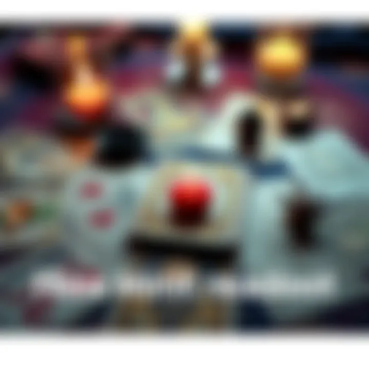 A tarot card spread with various cards laid out, including symbols for love, career, and friendships, inviting engagement for readings.