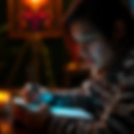 A person receiving a psychic reading while writing a review on a notebook