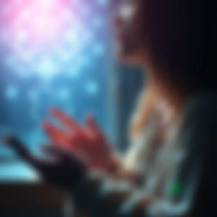 Free Psychic Reading A person receiving a psychic reading with calm energy around them, focusing on connections with others.