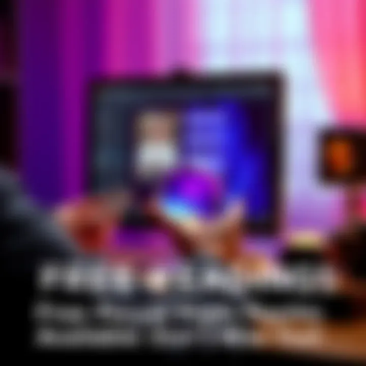 A person offering psychic readings through a chat interface on a computer, showing cards and a crystal ball, inviting individuals to seek guidance.