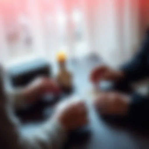 A person receiving a reading with cards on a table, depicting love, career, and spirit themes.