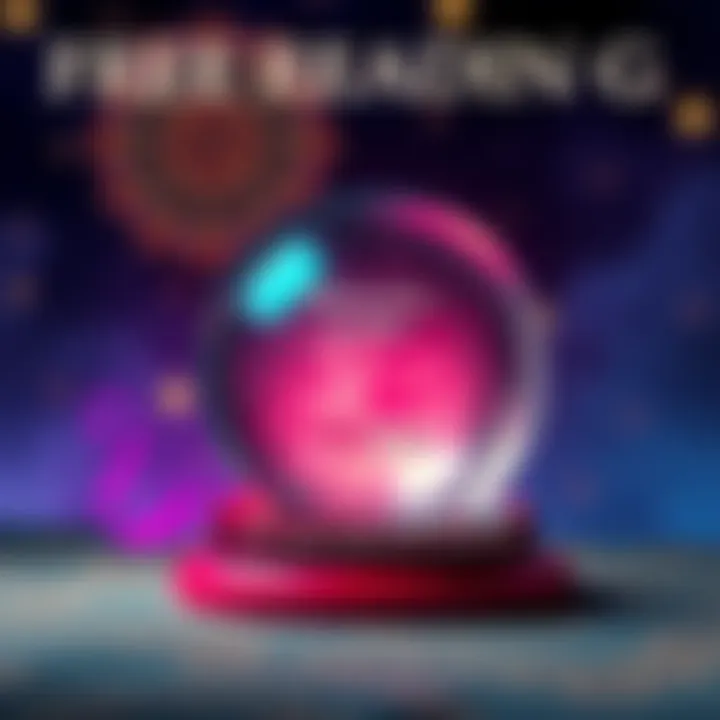 A welcoming graphic showing a crystal ball and text inviting people to comment for a free reading.