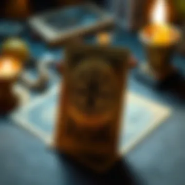 A tarot card being pulled from a deck with mystical symbols around it, representing a free reading offer.