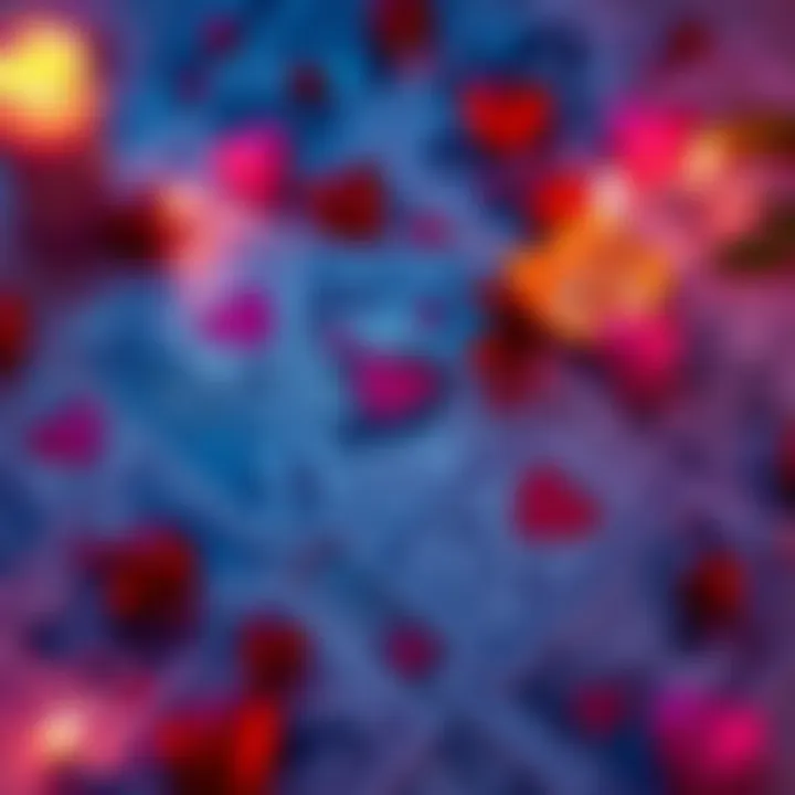 A tarot card spread with hearts and love symbols, inviting people for free love readings.