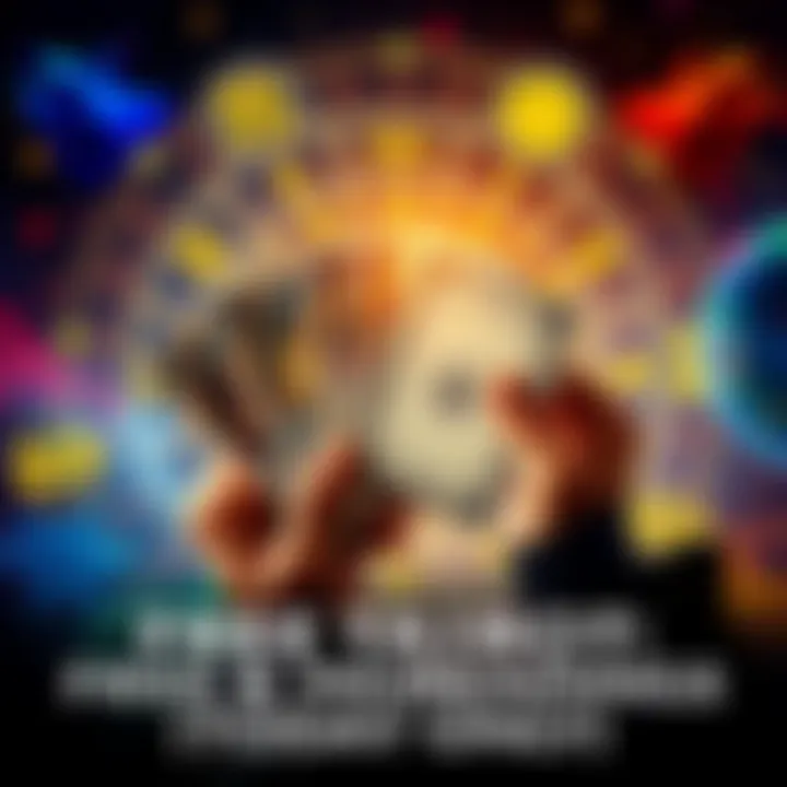 Free Tarot and Numerology Readings A person holding tarot cards with mystical symbols, surrounded by numbers and astrological signs, offering free readings.