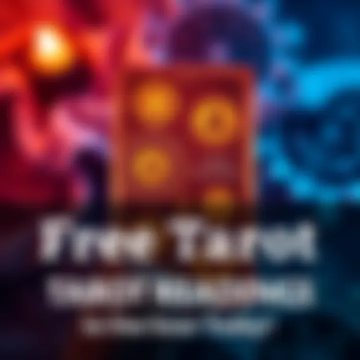 Graphic showing a tarot card with mystical symbols and the text offering free one-card mini readings for one hour.