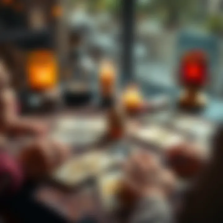 Free Tarot Reading Offer A beginner tarot reader with tarot cards spread out on a table, inviting people to participate in free readings.