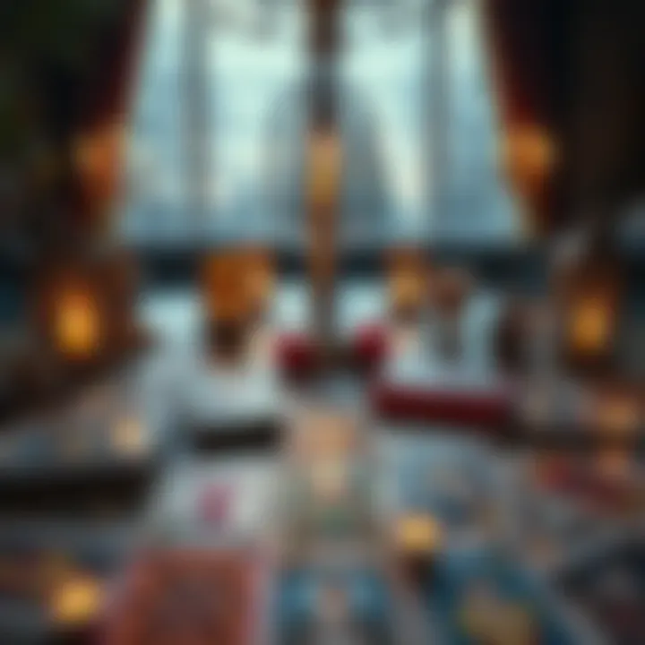 A table with tarot cards spread out, inviting participants for free love readings
