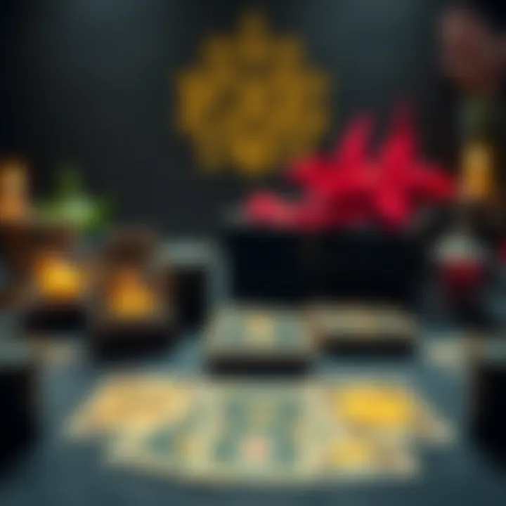 Free Tarot Reading A tarot reading setup with a deck of tarot cards on a table, inviting people to join a beginner's session.