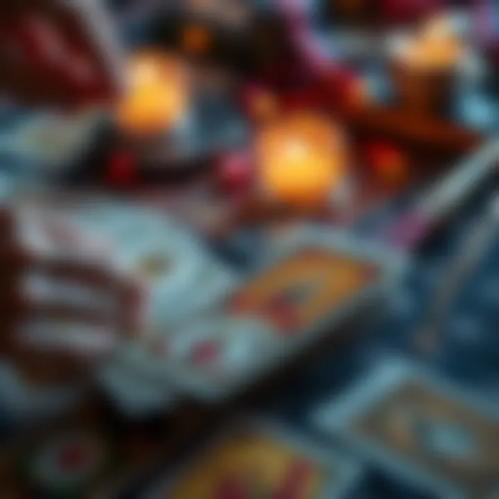 Person selecting tarot card piles for a free yes or no reading